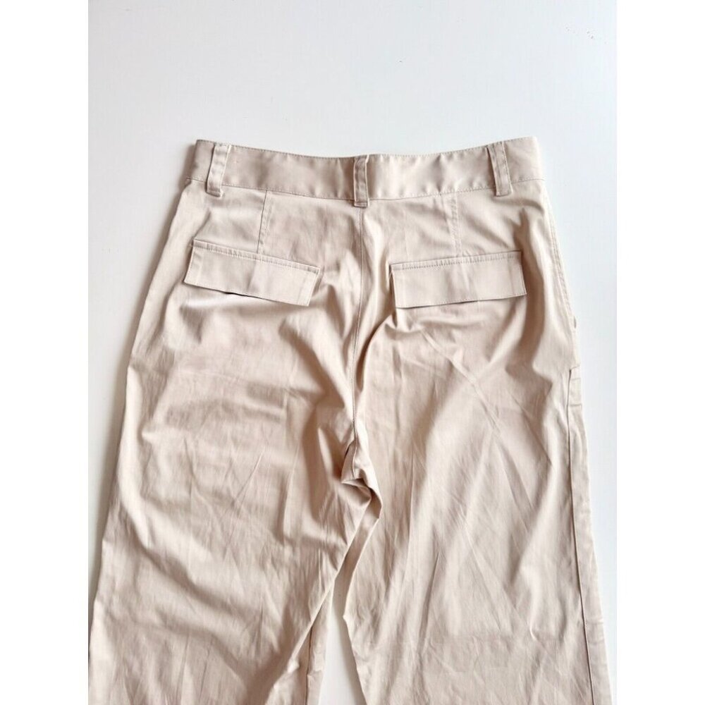 ZARA Beige Satin High Rise Cargo Wide Pants, Size M - Picture 7 of 13